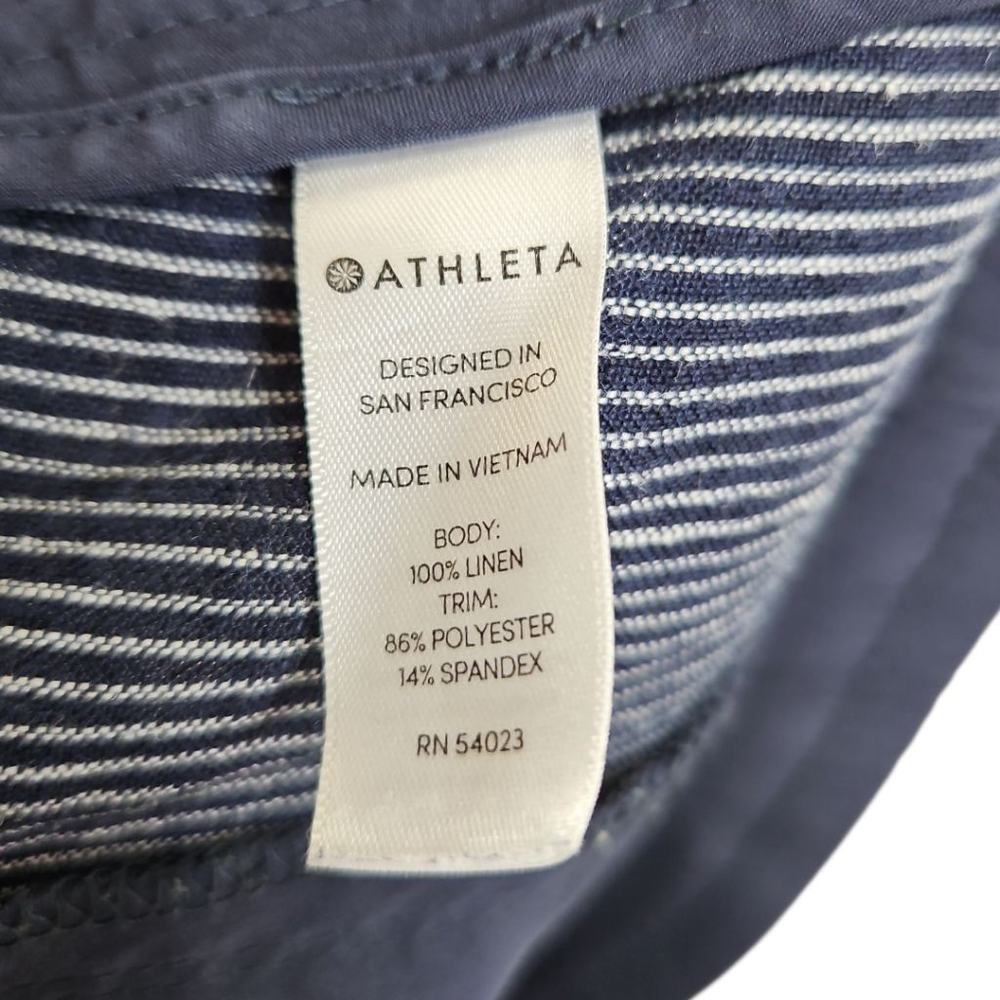 Athleta Beachside Bali Linen Blue Striped Shorts Size 6 - Picture 8 of 8